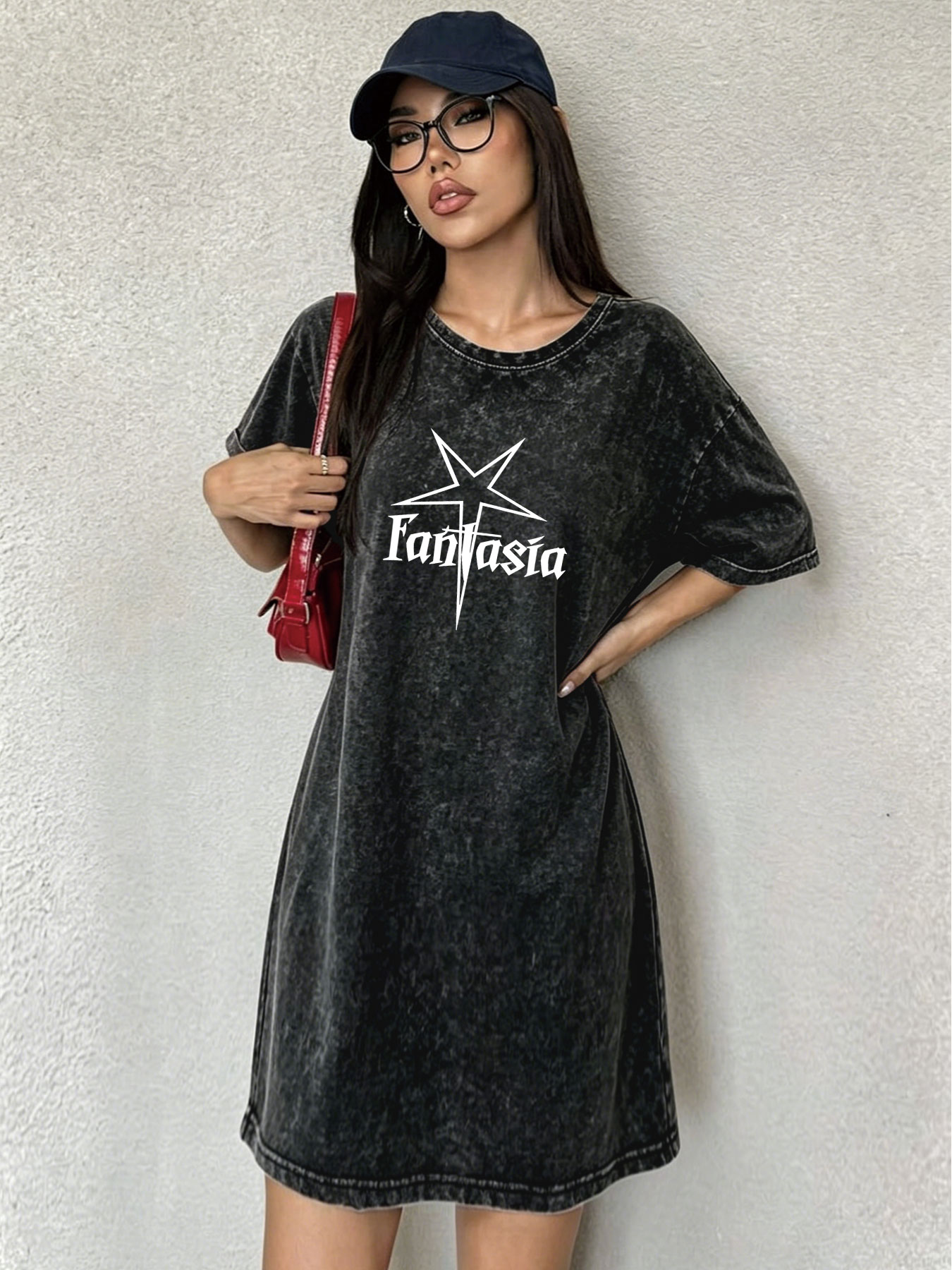 Streetwear Brand Vintage - Vintage Washed Retro T-shirt Dress for