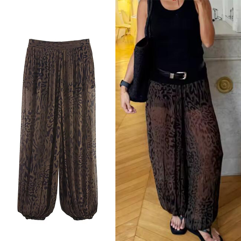 Streetwear Brand Vintage - Vintage Leopard Pants Oversize New Y2k