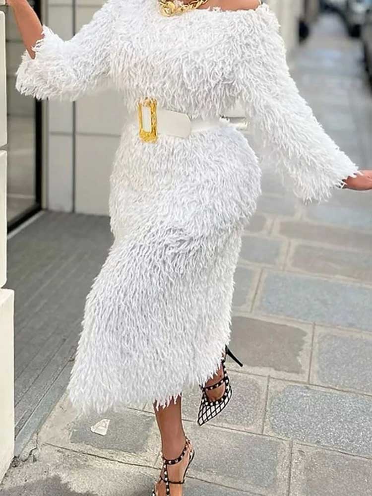 Winter Evening Dress Woman Lon - огляд і ціна Off White Belt