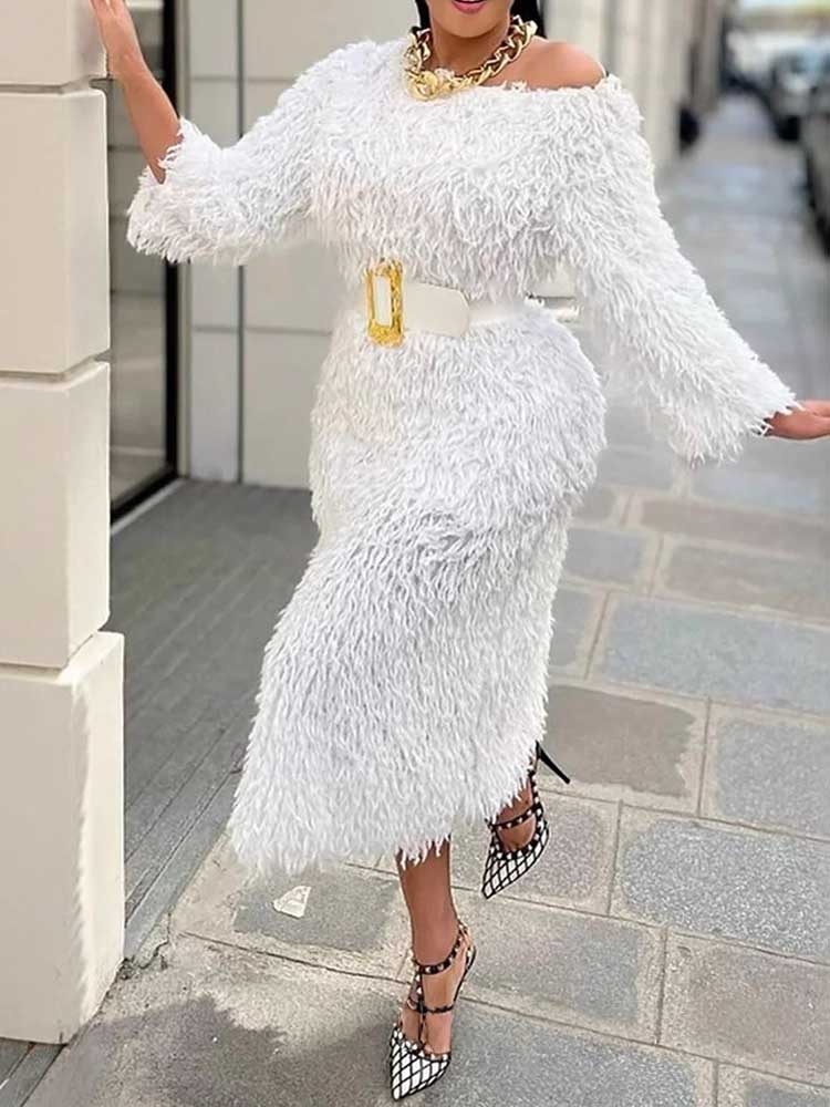 Winter Evening Dress Woman Lon - огляд і ціна Off White Belt