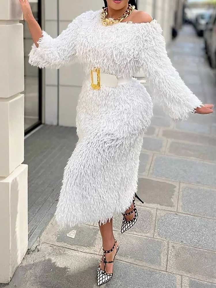 Winter Evening Dress Woman Lon - огляд і ціна Off White Belt